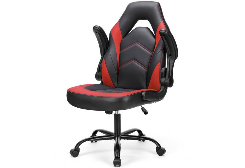 DUMOS Gaming-Stuhl Ergonomischer Bürostuhl mit Fußstütze, PU-Leder E-Sportstuhl, Gepolstert mit verstellbare Lendenkissen, Kopfkissen und Armlehnen von DUMOS