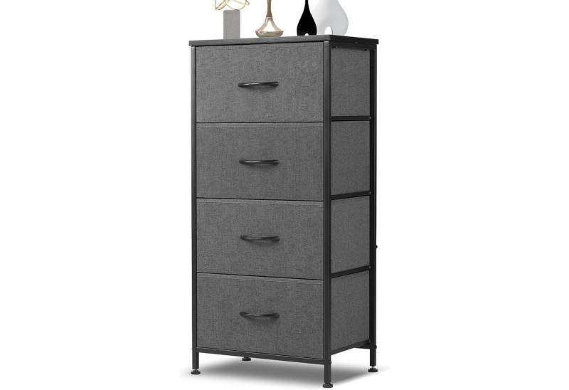 DUMOS Kommode Stoffkommode mit 4 Schubladen, mit Stabilem Stahlrahmen (Stoff-Schubladenschrank), Gesamtmaße 45*30*95cm von DUMOS