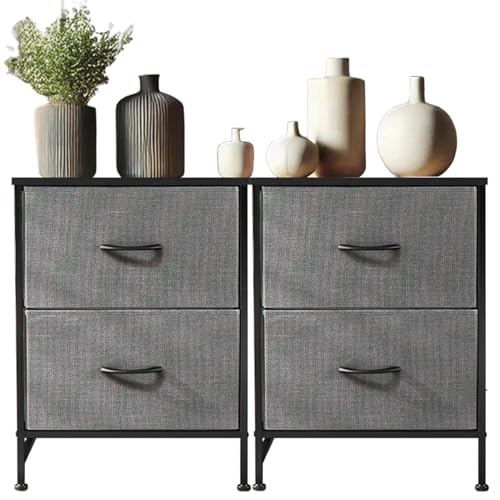 DUMOS Kommode für Schlafzimmer mit Stoffschubladen hohe Organizer für Kleidung Schrank Kinderzimmer Aufbewahrungsturm mit Schrank Metallrahmen Holzplatte leichte von DUMOS