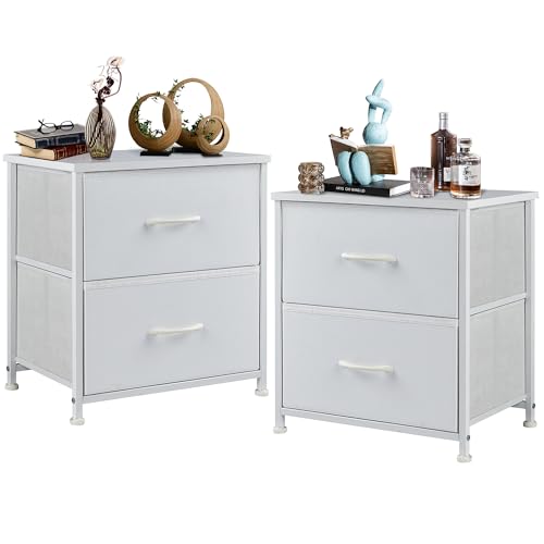 DUMOS Nachttisch 2er Set Beistelltisch Stoff Schubladenschrank Schmal Schrank Kommode Schlafzimmer Industrial Stil für Wohnzimme Kinderzimmer Flur Aufbewahrungsschrank DUMOS Nachttisch 2er Set Beistelltisch Stoff Schubladenschrank Schmal Schrank Kommode Schlafzimmer Industrial Stil für Wohnzimme Kinderzimmer Flur Aufbewahrungsschrank von DUMOS