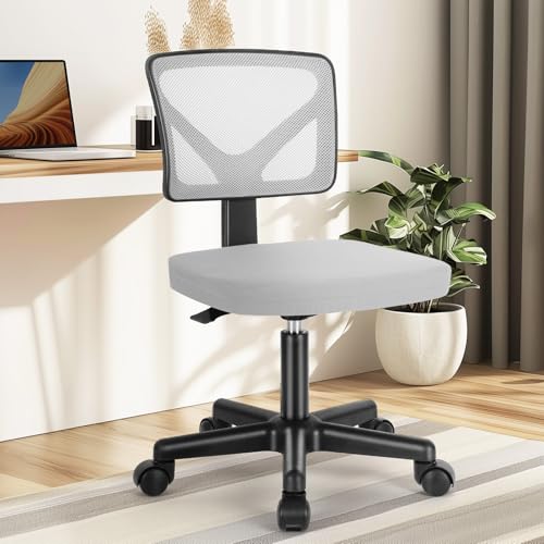DUMOS Schreibtischstuhl ohne Armlehnen mit Rollen, ergonomisch, verstellbar, Drehstuhl für Zuhause, Büro, ohne Armlehnen, bequemes Netzgewebe, mittlere Rückenlehne, Computerarbeit, Schminktisch von DUMOS