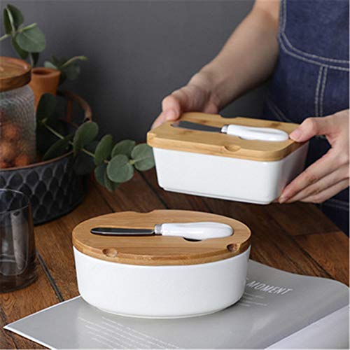 Butterbehälterschale Butterdose aus Keramik Butterdosen-Set Pure Color Dessert mit Deckel für Restaurants und Haushalte(As picture B) von DUMRALBQE