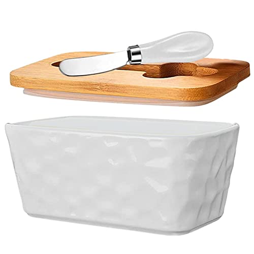 Butterbehälterschale Butterdose for Arbeitsplatte Butterdosen aus Keramik mit Deckel für Restaurants und Haushalte(Weiß) von DUMRALBQE