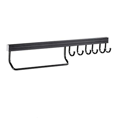 DUMRALBQE Küchenhakenleiste aus Metall Handtuch Hanging Rod Punch-Free Regal Küche Haken Rappen Rack für Restaurant-Einrichtungsgegenstände(50cm) von DUMRALBQE