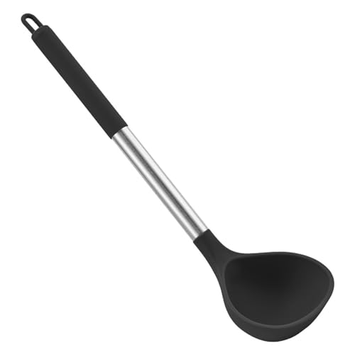 Suppenlöffel Haushaltslöffel mit langem Griff, Suppenkelle für Kochen in der Küche(Black) von DUMRALBQE