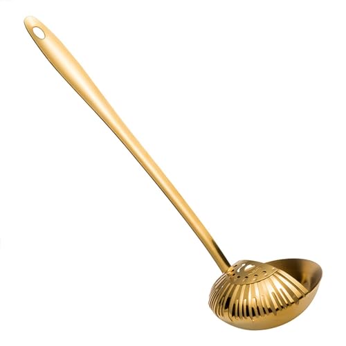 Suppenlöffel Hotpot Leakage Kochlöffel mit langem Griff für Kochen in der Küche(Gold) von DUMRALBQE