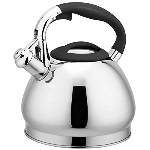 Teekessel 3L Edelstahl Pfeife Teekessel Klassische Haushaltsgriff Teekanne für Camping im Haushalt(Black) von DUMRALBQE