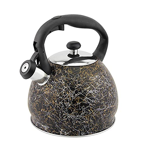 Teekessel 3L -Pfeife Kessel Teekessel Edelstahlwasserkessel für Camping im Haushalt(White Gold) von DUMRALBQE