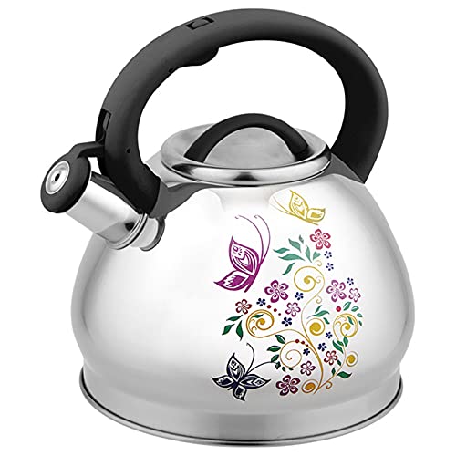 Teekessel 3L -Pfeife Teekessel Wasserflasche Pfeife Topfkessel Whistling Kessel für Camping im Haushalt(rot) von DUMRALBQE