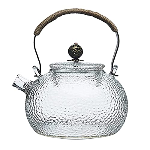 Teekessel 700 ml Teekanne kaltes Kessel wärmeresistentes Glas transparentes Kupfergriffsstrahltopf für Camping im Haushalt von DUMRALBQE