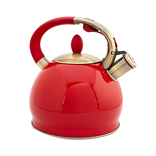 Teekessel Induktionskocher Kaffee Automatisch Whistling Kitchen Teekessel 3.5L für Camping im Haushalt(rot) von DUMRALBQE
