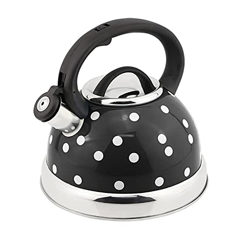 Teekessel Küchenpfeife Kessel Edelstahl Wasserkocher Wassertopf für Camping im Haushalt(Black) von DUMRALBQE