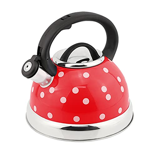 Teekessel Küchenpfeife Kessel Edelstahl Wasserkocher Wassertopf für Camping im Haushalt(rot) von DUMRALBQE