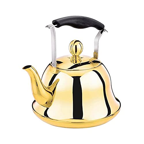 Teekessel Pfeifender Kessel Edelstahl Teekannen Teekessel for Herd für Camping im Haushalt(Gold) von DUMRALBQE