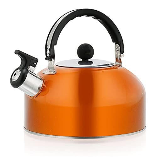 Teekessel Pfeifender Kessel Herd Top Whistling Coffee Tea Campingboot Wassertopf für Camping im Haushalt(Orange) von DUMRALBQE