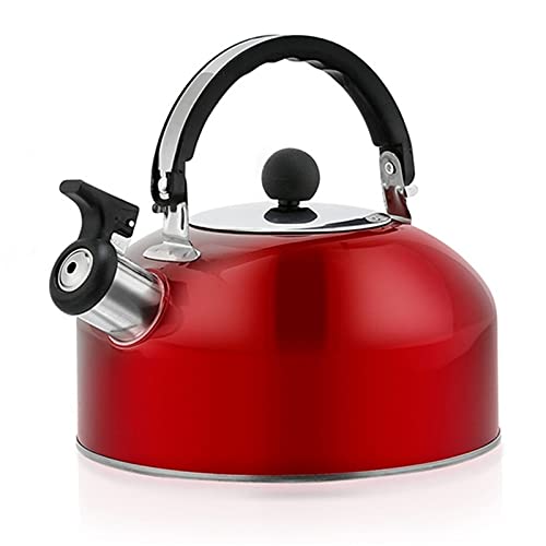 Teekessel Pfeifender Kessel Herd Top Whistling Coffee Tea Campingboot Wassertopf für Camping im Haushalt(rot) von DUMRALBQE