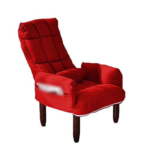 Sessel Mit Schlaffunktion, Chaiselongue Indoor Möbel, Holzrahmen Akzent Stuhl Verstellbarer Sessel Gepolstert Mit Seitentaschen Stoff Lesestuhl Freizeitstuhl Für Wohnzimmer (Color : Red) von DUNAKE