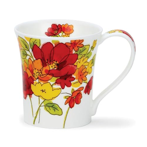 DUNOON Fine Bone China 0,2 Liter Jura Becher Inky Florals (Rot) von DUNOON