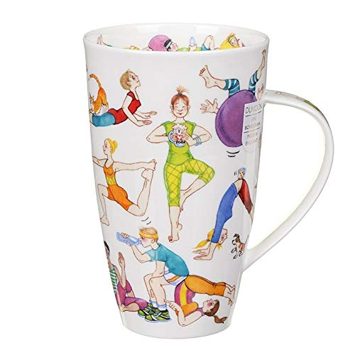 DUNOON Flexible Friends Yoga Work Out Funny Fine Bone China Large Mug Henley Style von DUNOON