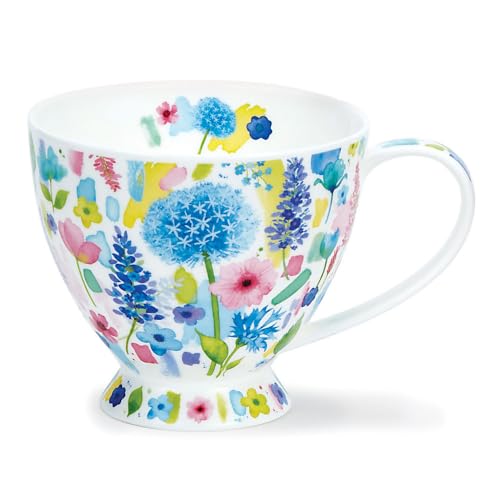 DUNOON Skye Blumenexplosion Große Tasse aus feinem Knochenporzellan, 0,42 l Blue von DUNOON