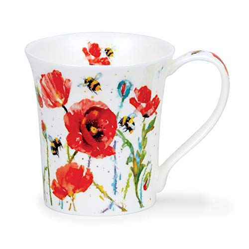 Dunoon JU-BUSB-PO Becher aus Knochenporzellan, Motiv: Mohnblumen, 0,2 l von Dunoon