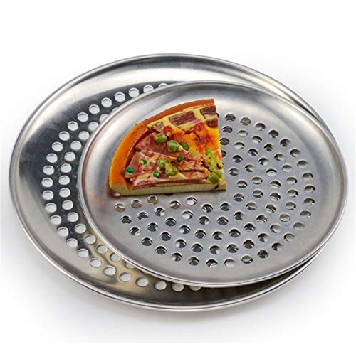 DUNSBY Pizzablech Edelstahl Pizza-Pfannen mit Löchern Antihaft Runde Pizza Backblech Teller Bäckerei Pizza Werkzeuge Ofen Outdoor Mesh Metal Net Pizzaform (Color : 16inch (40cm)) von DUNSBY