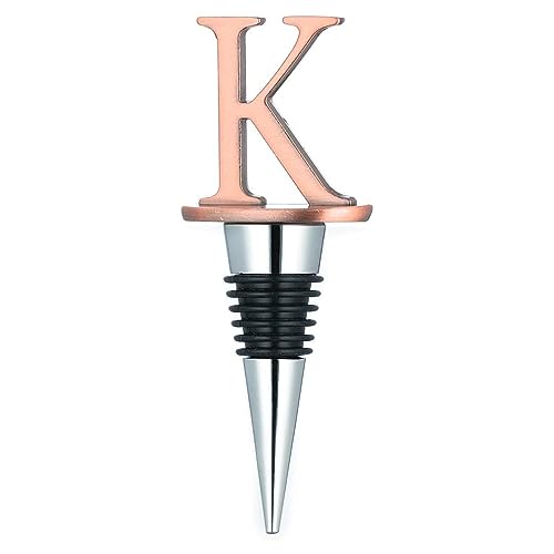 Weinflaschenverschluss Wiederverwendbare Weinflaschenverschlüsse aus Edelstahl mit Buchstaben, Getränke-Silikonmaterial, dekorative Weinverschlüsse, lustiges Geschenk (Color : K) von DUNSBY