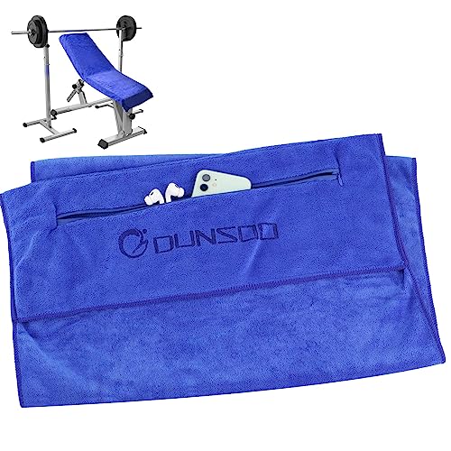 DUNSOO Fitness Handtuch I 120x50cm I Mikrofaser Sporthandtuch mit Reißverschlusstasche für Fitnessstudio und Training I Gym Handtuch (Blau) von DUNSOO