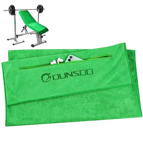 DUNSOO Fitness Handtuch I 120x50cm I Mikrofaser Sporthandtuch mit Reißverschlusstasche für Fitnessstudio und Training I Gym Handtuch (Grün) von DUNSOO