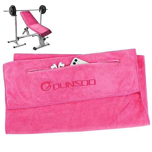 DUNSOO Fitness Handtuch I 120x50cm I Mikrofaser Sporthandtuch mit Reißverschlusstasche für Fitnessstudio und Training I Gym Handtuch (Rosa) von DUNSOO