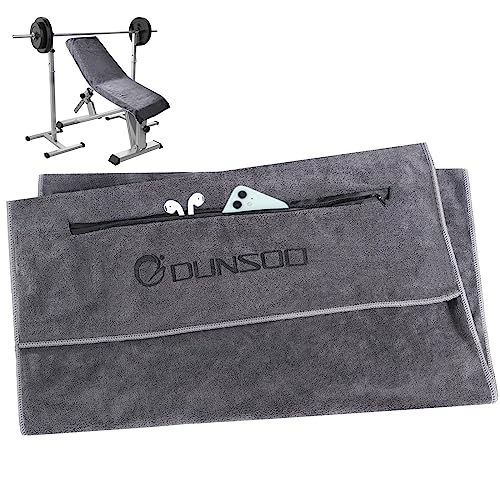 DUNSOO Fitness Handtuch I 120x50cm I Mikrofaser Sporthandtuch mit Reißverschlusstasche für Fitnessstudio und Training I Gym Handtuch (Dunkelgrau) von DUNSOO