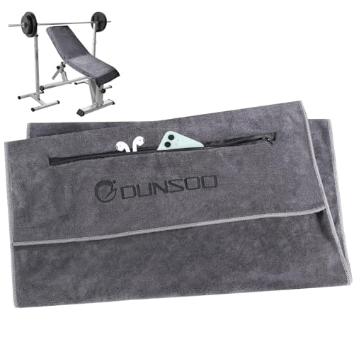 DUNSOO Fitness Handtuch I 120x50cm I Mikrofaser Sporthandtuch mit Reißverschlusstasche für Fitnessstudio und Training I Gym Handtuch (Dunkelgrau) von DUNSOO