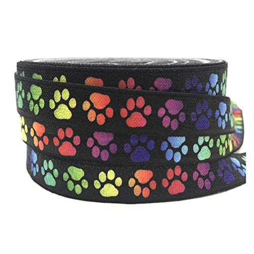 DUO ER 15mm bunter Hund und Bär Fußabdruck Printed Falten Ealstic Band-Haar-Bänder Fertigkeit DIY-Feiertags-Geburtstag Dekoration (Farbe : 3) von DUO ER