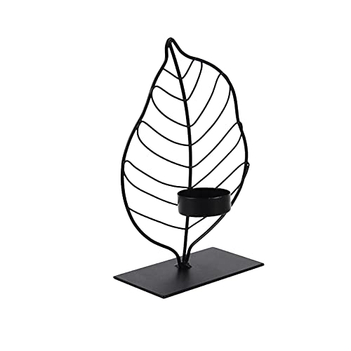 DUO ER Moderne Eisenblatt-Kerzenhalter-Kerzenständer-Couchtisch-Herzstück-Verzierung (Farbe : Black) von DUO ER