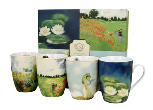 Duo ART GALLERY 4er-Set klassische Becher 360 ml CLAUDE MONET New Bone China Porzellan von Duo