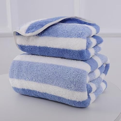 DUOBAGMA Towels 2er Badetücher Groß aus Baumwolle, Saunatücher,Badehandtücher Groß, Handtücher 70x140cm ， 35X75CM (Blau) von DUOBAGMA