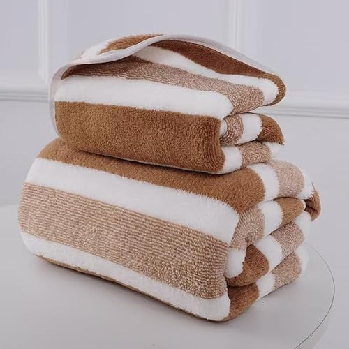 DUOBAGMA Towels 2er Badetücher Groß aus Baumwolle, Saunatücher,Badehandtücher Groß, Handtücher 70x140cm ， 35X75CM (Brown) von DUOBAGMA