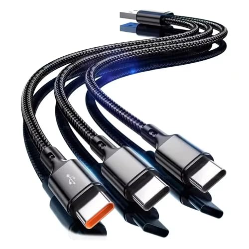 DUOBAGMA USB C Splitter Kabel, USB A Stecker auf 3 Typ-C Stecker Ladekabel,3 in 1 Nylon geflochtene Ladekabel mit 3x 0.2m Kabel, 6A Schnellladung, kompatibel mit Mobile/Android und mehr (0.2M) von DUOBAGMA