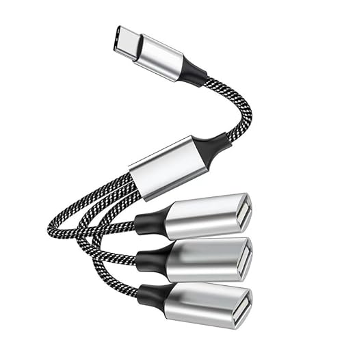 DUOBAGMA USB Splitter 1 zu 4 Verteiler 0,25m, USB C zu A Adapter, 1 Stecker zu 3 Buchse Adapter 2.0 für Strom und Daten Übertragung, für Mac,Auto,PS4,Laptop usw. (Typ C-Typ A 2.0(1 zu 3)) von DUOBAGMA
