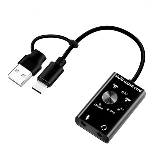Externe Soundkarte USB 2.0 Typ C Stereo Mikrofon Adapter Professioneller Konverter für MacBook Laptop Headset PC Lautsprecher von DUOBAGMA