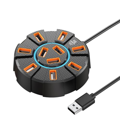 USB 2.0 Hub 10 Ports Multi Splitter Adapter mit Licht 120cm Kabel, 5Gbps High Speed USB Erweiterung Datenübertragung Expander für PC Laptop USB 2.0 Hub 10 Ports Multi Splitter Adapter mit Licht 120cm Kabel, 5Gbps High Speed USB Erweiterung Datenübertragung Expander für PC Laptop von DUOBAGMA