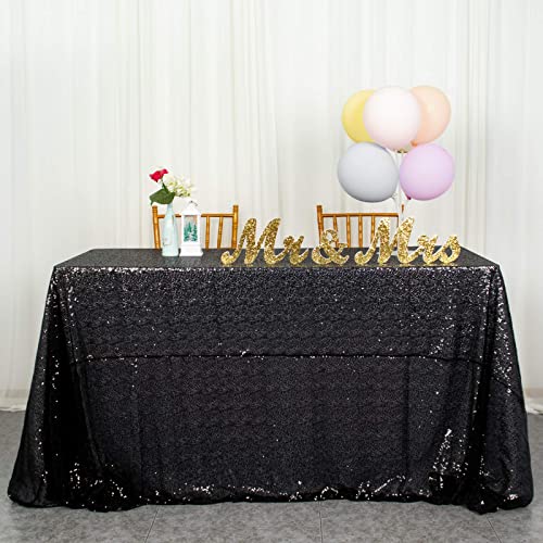 Pailletten-Tischdecke, schwarz, 125 x 200 cm, Tischüberzug für Hochzeit, Outdoor, Rechteckige Tischdecke, glitzernde Drapierung, Schwarze Tischdecken für Partys, Tischröcke für rechteckige Tische von DUOBAO