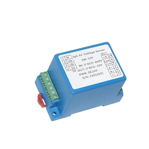DUOCAI AC-Spannungstransmitter Dreiphasiger Wechselspannungssender AC0-5V-600V Spannungserkennung 4-20mA 0-5V 10V RS485-Ausgang 3PH Spannungssensor-Wandler(0-10V,AC0-200V_24VDC) von DUOCAI