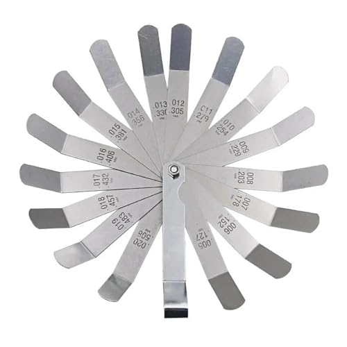 DUOCAI Feeler Gauge Metrische Lücke Fühlerlehre Metrisch 0,127-0,508mm 0,005-0,020 Zoll Ventilversatz Fühlerlehre Stärke 16 Einfach zu verwenden von DUOCAI