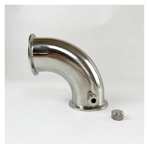 DUOCAI Tri-clamp Connection Elbow 2" (51 mm) Außendurchmesser 64 mm, Sanitär-Tri-Clamp-90-Grad-Rohr mit Nippel und elektronischem Thermometer, Edelstahl 304(Without Thermometer) von DUOCAI