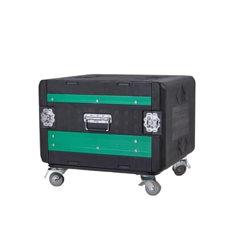 DUOCAI Wasserdichter staubdichter Werkzeugkasten aus Kuns 8U 12U 14U 16U P+E Kunststoff-Flightcase Verstärker-Flycase Mikrofon-Empfängerschrank Verdickte tragbare Aufbewahrungsbox mit Rädern(8U) von DUOCAI