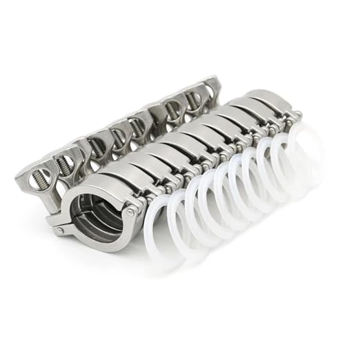 Tri-Clamp Edelstahl Sanitär 0,5 "1,5" 2 "3" 4 "50,5mm25,4mm34mm64mm91mm119mm 304 Edelstahl Sanitär Tri Clamp(10 pcs,2INCH X K64_SS304) von DUOCAI