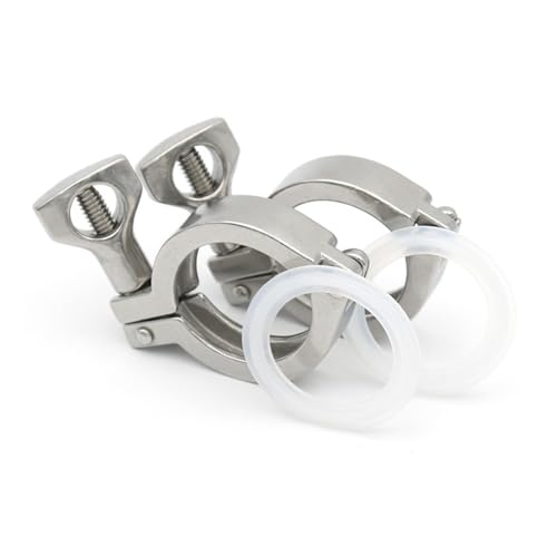 Tri-Clamp Edelstahl Sanitär 0,5 "1,5" 2 "3" 4 "50,5mm25,4mm34mm64mm91mm119mm 304 Edelstahl Sanitär Tri Clamp(2 pcs,2.5INCH X K77.5_SS304) von DUOCAI