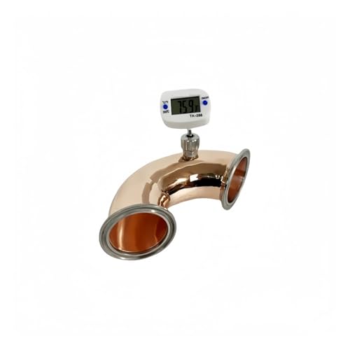 Tri-clamp Connection Elbow 2 Zoll/1,5 Zoll 135-Grad-Kupferbogen mit Nippelsatz, 135-Grad-Biegerohr, geeignet for Heimbrauen, Destillationszubehör(With Thermometer,1-1/2") von DUOCAI