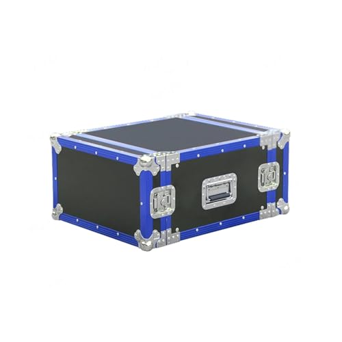 Wasserdichter staubdichter Werkzeugkasten aus Kuns 1U 2U 3U 4U 6U Leistungsverstärker-Flugkoffer Mikrofonschrankgröße Aluminiumlegierungs-Chassis-Box Peripherie-Flightcase(Black with blue,2U D70xW57xH von DUOCAI
